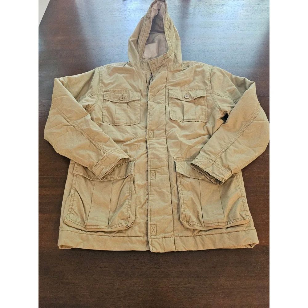 Old Navy Field Jacket XL 14-16 Tan Hooded Utility Cargo Coat